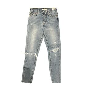 Wedgie fit blue distressed jeans